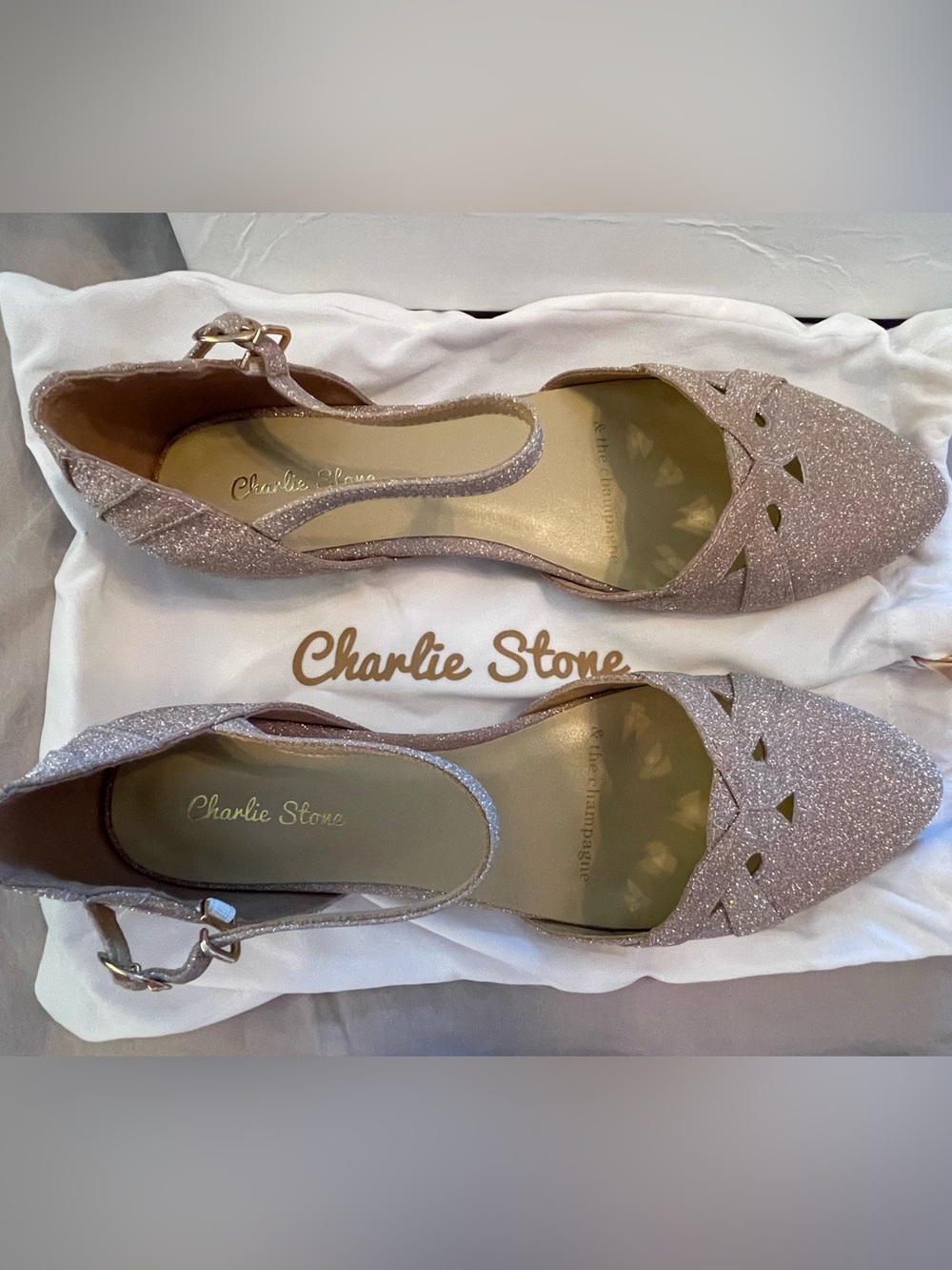 Charlie Stone Manhattan Champagne Glitter Flats